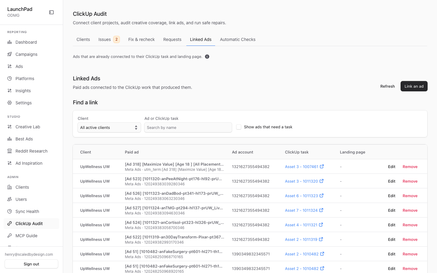 Admin: Ad Bindings redirect target