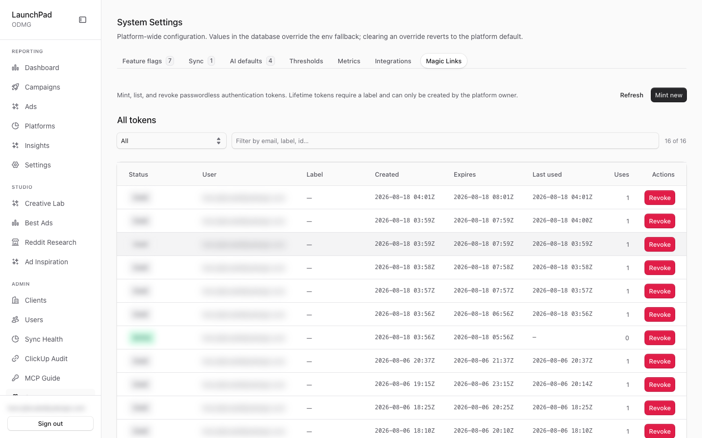 Admin: Magic Links redirect target